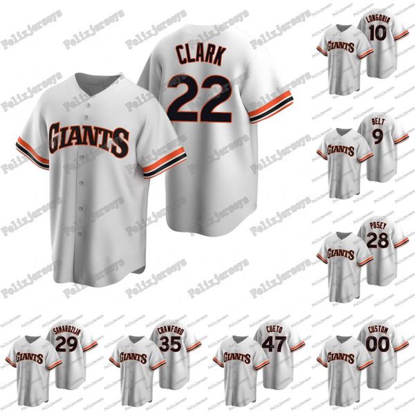 

2020 new 22 will clark 10 evan longoria 9 belt 28 buster posey 29 jeff samardzija 35 crawford 47 johnny cueto jersey, Blue;black