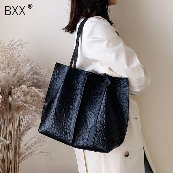 

bxx] high capacity solid color pu leather bucket bags for women 2019 shoulder bag lady simple style travel handbag hi575