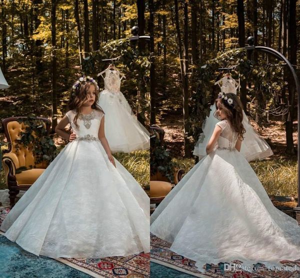 

elegant white crystal lace flower girl dresses birthday toddler tutu kids pageant first communion dress long prom dresses girl wear gowns, White;red