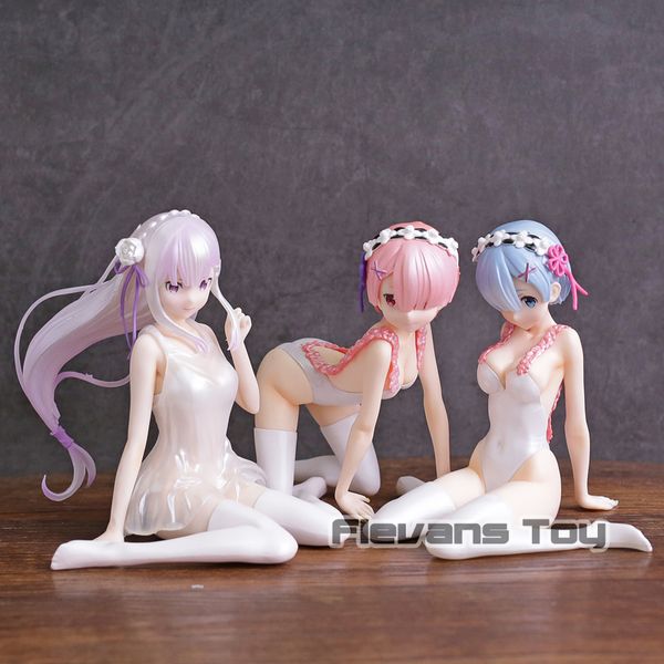 

re: zero начиная жизнь в другом мире рем / ram / эмилия пижаме ver. pvc figure коллекционная модель игрушки t200603