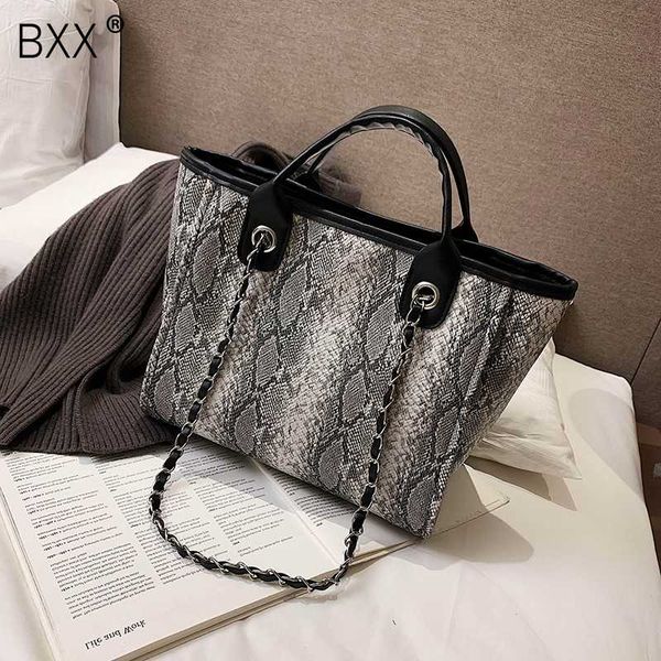 

bxx] snake pu leather crossbody bags for women 2020 high capacity shoulder messenger bag lady chain travel handbags hj017