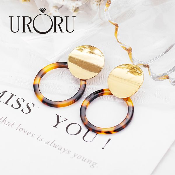 

uroru 2018 trendy style acrylic drop earrings for women fashion jewelry circle shape female's earring jewelry gift ing, Silver