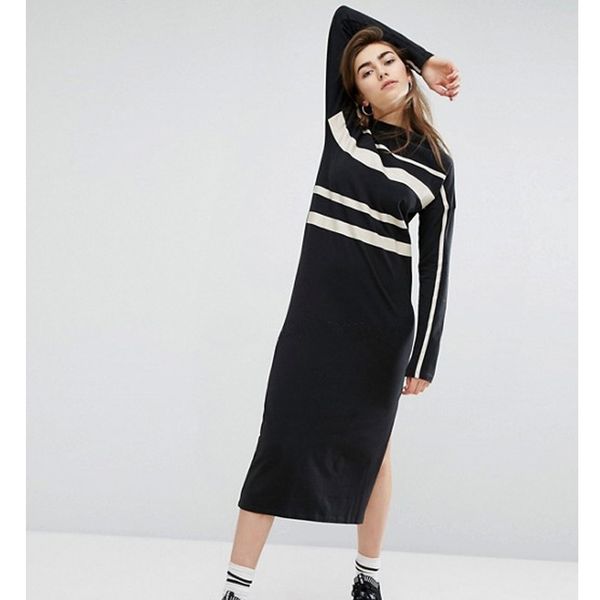 

womens designer long dresses luxury fashion brand split long sleeve dresses brief women new autumn streetwear black color, Black;pink