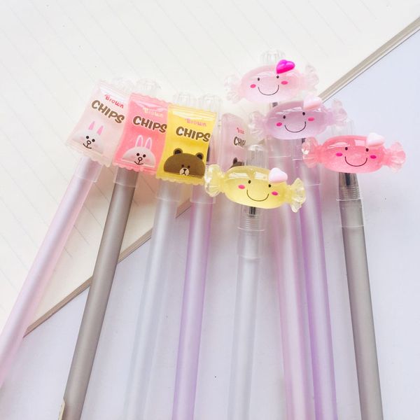 

2x sweet bear candy chips gel pen rollerball pen school supply stationery black ink 0.5mm