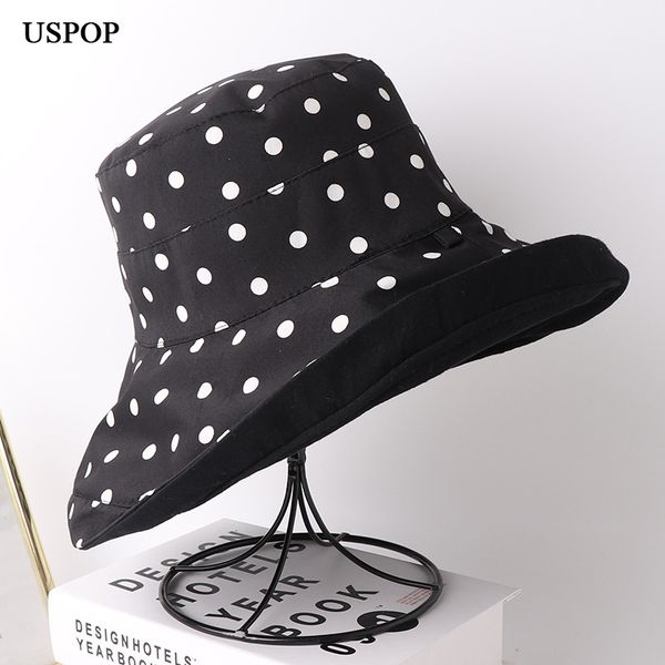 

uspop summer hats women buck hats polka dot cotton panama sun, Blue;gray