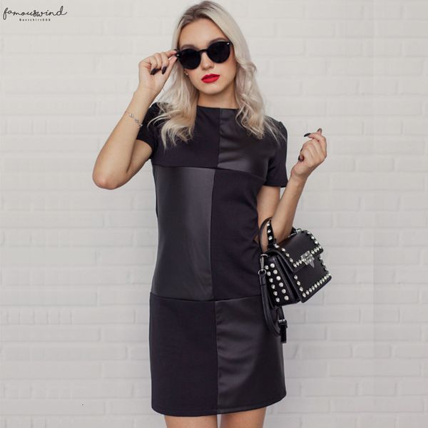 

winter autumn black straight dress twill women long sleeve o neck elegant patchwork dress 2020 new fashion women mini dress, Black;gray