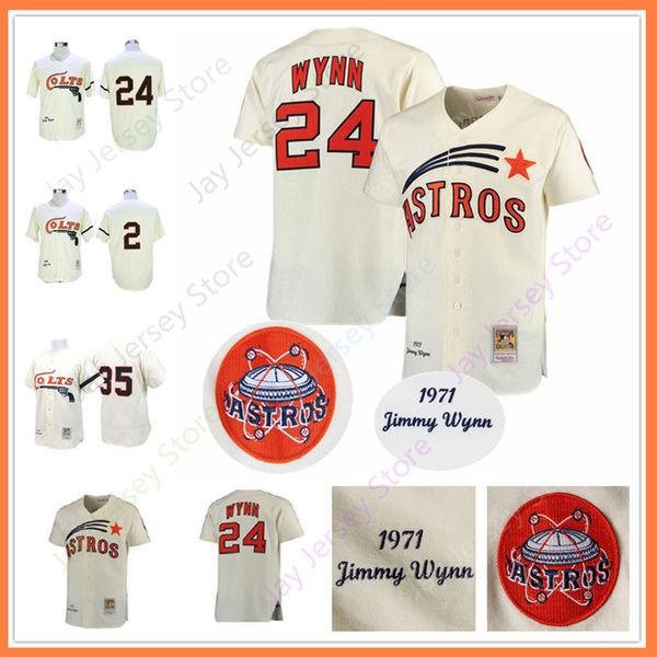

Men Houston Colts Cooperstown Jersey Nellie Fox 24 Jimmy Wynn 35 Joe Morgan Cream All Stitched Men size M-3XL