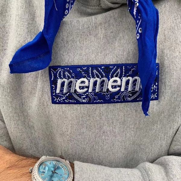 

19ss bandana box logo hooded sweatshirt men women embroidery couple hoodies fashion casual highstreet outwear, Black