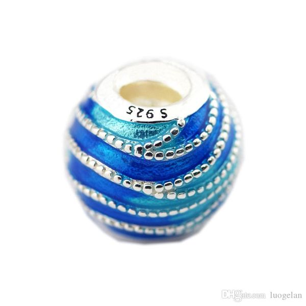 

2018 spring 925 sterling silver jewelry blue swirls charm, mixed enamel charms original beads fits women jewelry making pandora bracelets, Bronze;silver