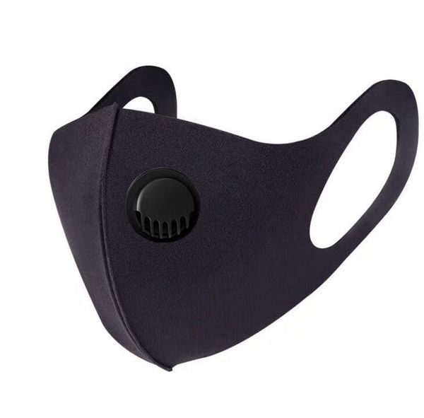 Maschera di seta di ghiaccio con valvola respiratoria Maschera facciale lavabile Maschere protettive antipolvere riutilizzabili Maschera valvola di riciclo nera Copri bocca GGA3303-9