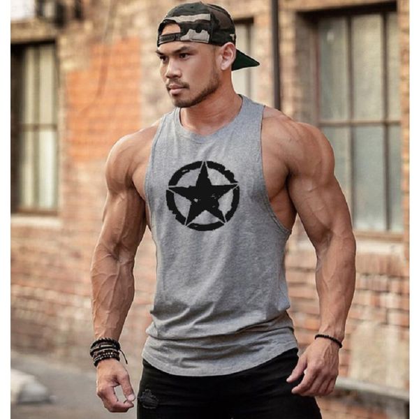 

men's sleeveless gym t shirt running summer vest fitness vest cotton breathable mens tank gym workout t-shirt sport shirt, Black;blue