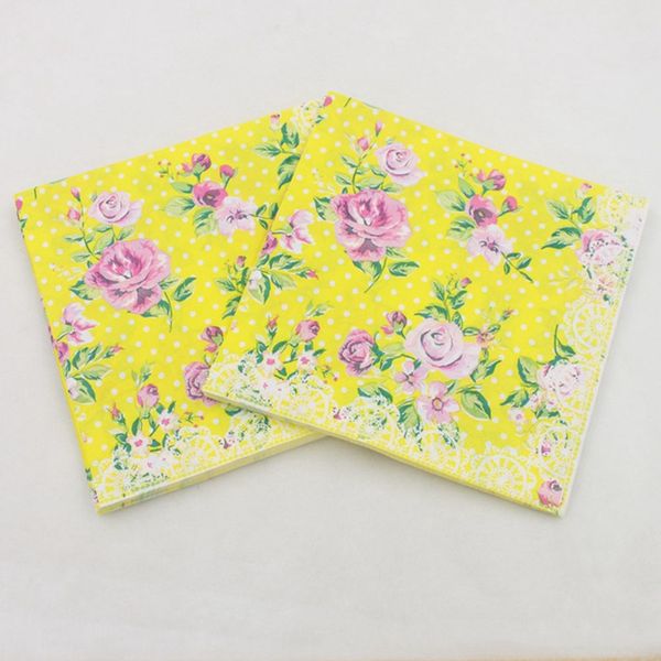 

20 pcs/lot printed feature rose paper napkins for event & party decoration tissue 33cm*33cm