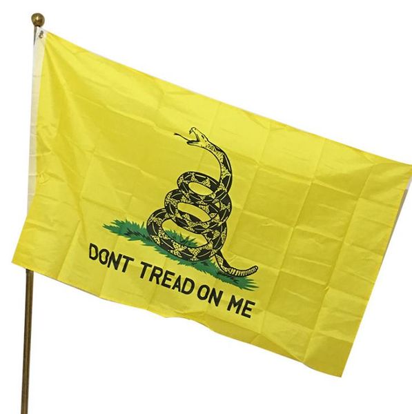 Don't Tread On Me Gadsden Flag Banner Hanging Indoor Outdoor Resistente allo sbiadimento Tela Tea Party Bandiere Poliestere Ottone Gommino 3 X 5 Ft