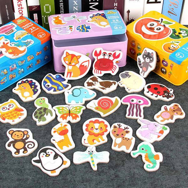 

montessori game early educational montessori toys puzzle card cartoon traffic animal fruit pair matching game toys for children y200704