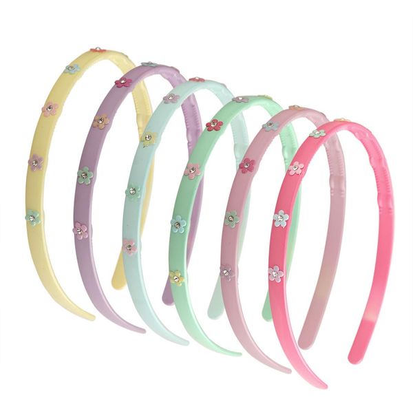 

12pcs/lot new arrival children mini flower hairbands imitation diamond bunny headband abs plastic hairband for girls, Silver
