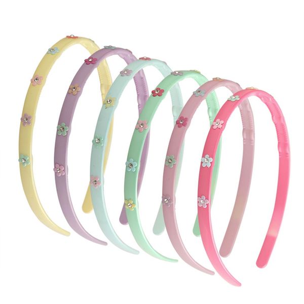 12 adet / grup Yeni Varış Çocuk Mini Çiçek Hairbands İmitasyon Elmas Bunny Kafa Kızlar Için ABS Plastik Hairband