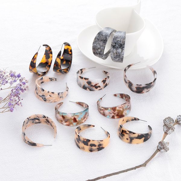 

charm trendy big circle geometric earrings for women tortoiseshell acrylic bohemian vintage jewelry accessories pendientes, Golden