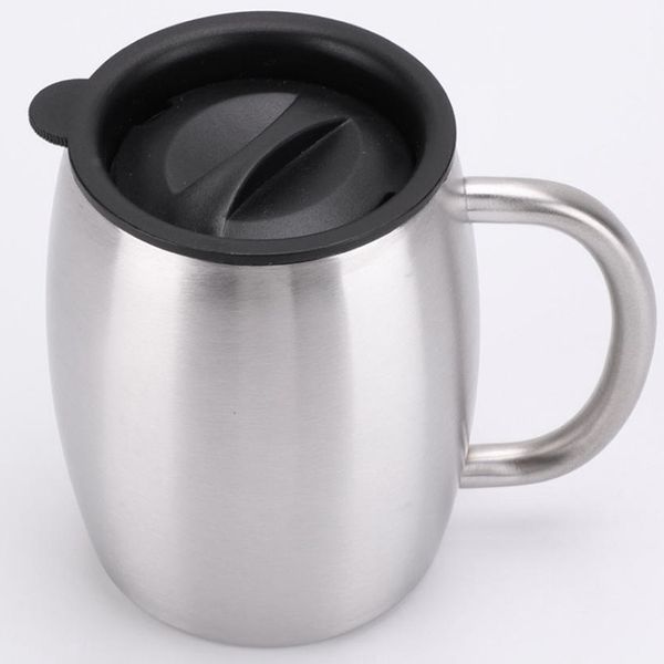 

stainless steel coffee mug, spill-proof lid, 14 ounce double insulated coffee, tea or beer mug, set of 2 other dinnerware