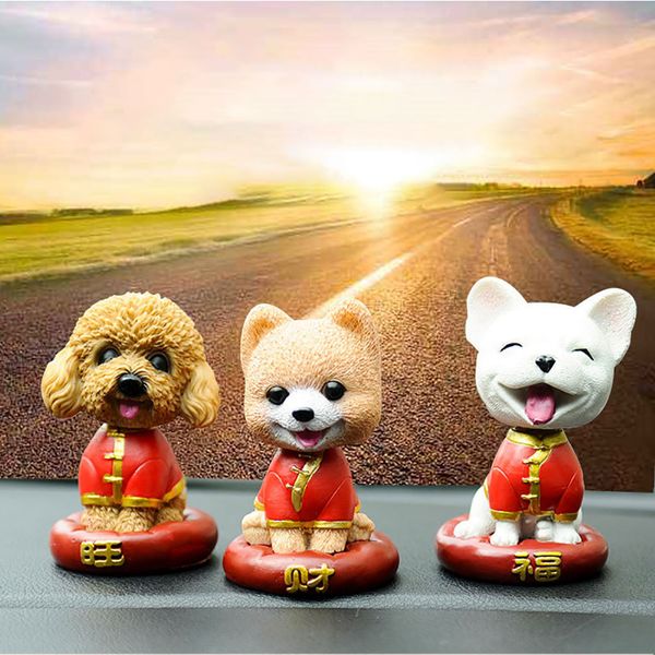 

model small statue figurine crafts ornament 1pc lovely auto car decoration doll pet dogs toy car interior accessories #p4