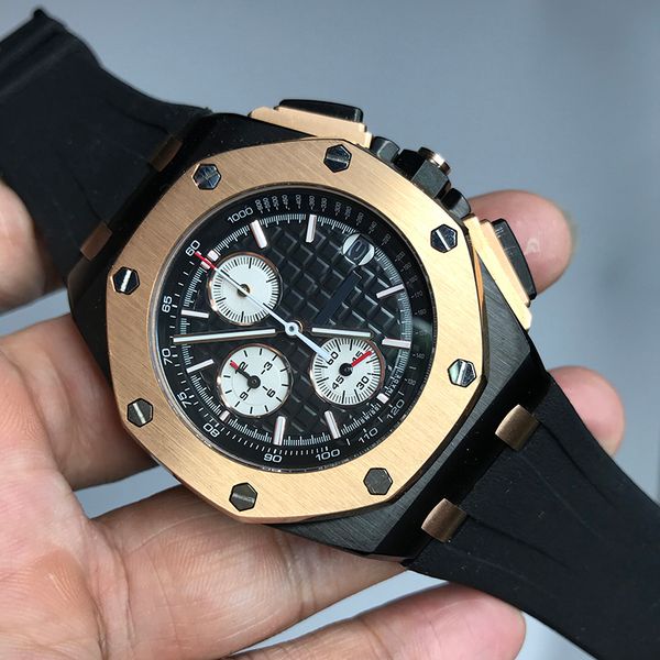 

mens watches chronography quartz movement royaloak series watch 15400 rubber strap sport watches designer watches, Slivery;brown