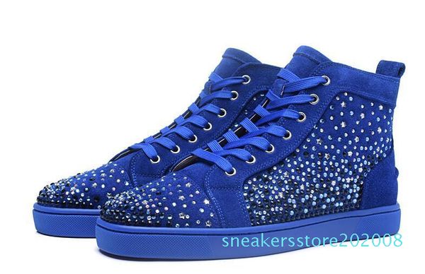 

spikes high red bottom pik pik studded sneakers shoes women men lux designer flat casual red sole autumn winter casual s08, Black