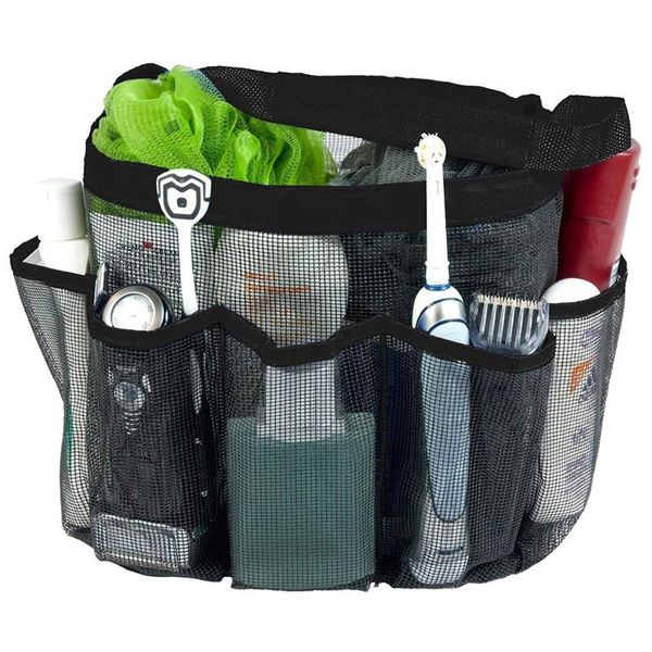

mesh shower caddy, quick dry shower tote bag oxford hanging toiletry and bath organizer with 8 storage compartments for shampo