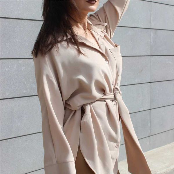 

yocalor women long blouses autumn springcasual buttons ladies elegant lace-up fitted waist retro shirt bl3039, White