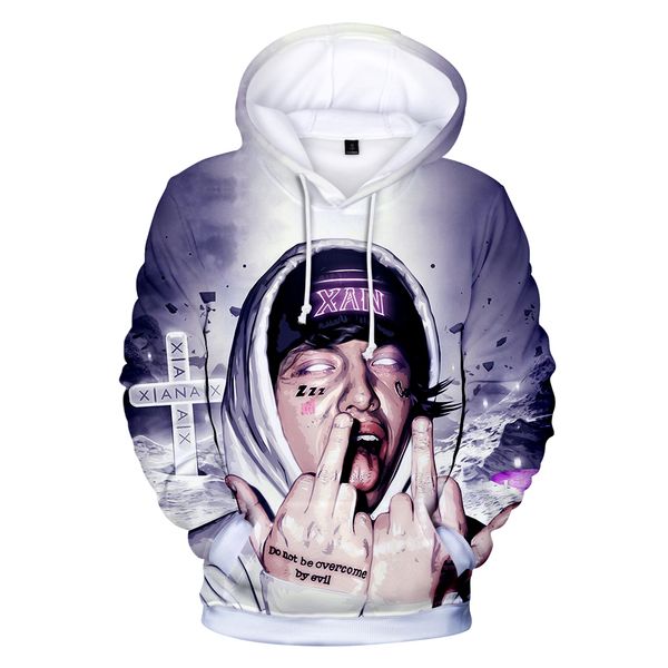 

rapper lil xan xanarchy print pullover hoodie winter autumn men/women kpop popular casual harajuku hooded sweatshirt sale, Black