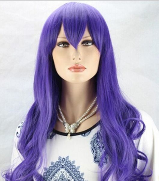 Wig Womens Long Hair Wig Purple Curly Wavy Synthetic Anime