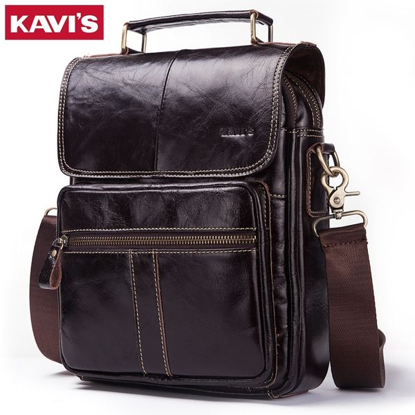 

kavis 100% натуральная кожа мужчины сумка высокое качество crossbody сумки для мужчин сумка 9.7 " ipad bolsas держатель слинг mx190817