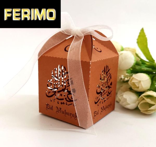 

golden paper candy box pearlescent wedding party favors boxes muslim eid mubarak ramadan party laser cut hollow