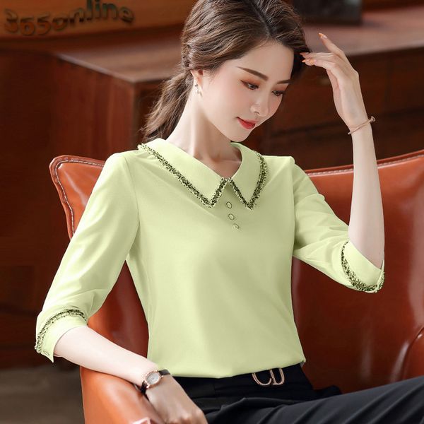 

fashion styles novelty yellow ladies half sleeve spring summer blouses shirts styles blouse female clothes plus size 5xl, White