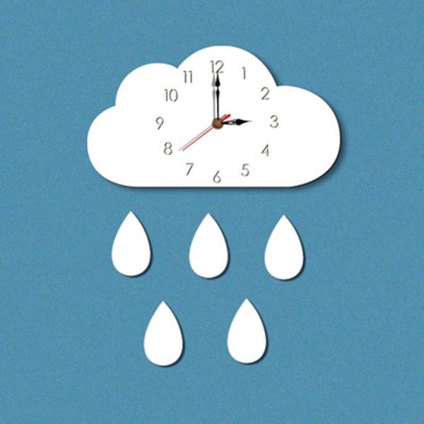 

1pc nordic cute cloud shape raindrop wall clock monochrome for children kids room decoration figurines gift pgraphy props