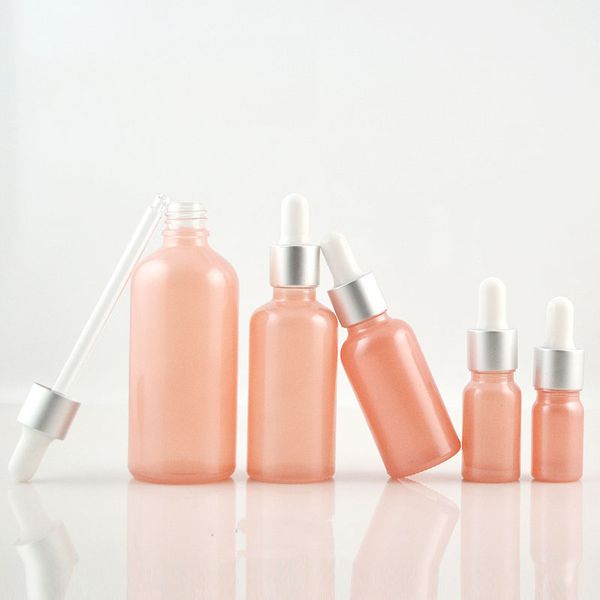 

5ml pink sprayed glass bottle 10ml essential oil bottle 15ml glass dropper 20ml refillable cosmetic containers bottles