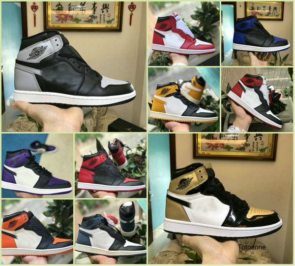 

2020 new high og mid mens 1 basketball shoes court purple chicago retrees banned shadow bred red blue white black toe women 1s shoe