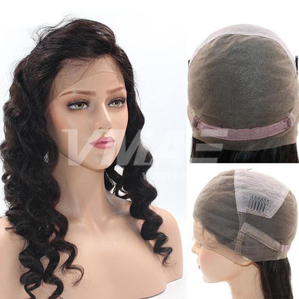 

vmae свободные волны полный парики шнурка pre щипковых hairline парик человеческих волос 130 плотность для чернокожих женщин бразильском ест, Black;brown