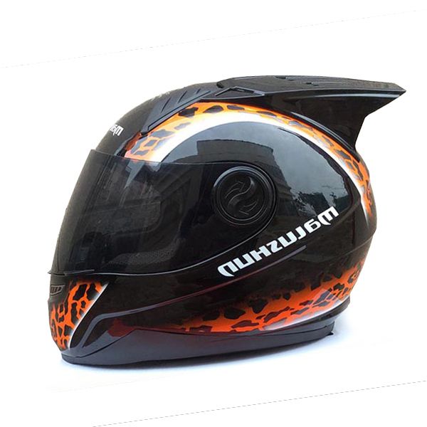 MALUSHUN MLU-009 capacete da motocicleta estampa de leopardo com chifres ABS material temporada de Verão capacete Legal casque moto casco