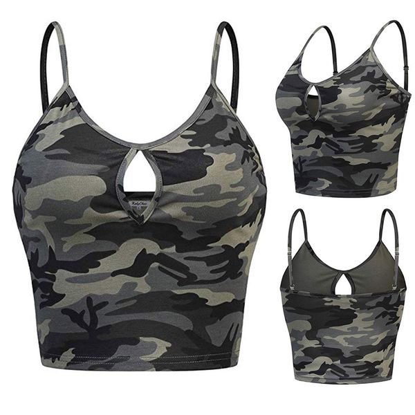 

new arrival womens sleeveless o-neck casual camouflage print vest cami tank women clothes 2019 drop shipping, White