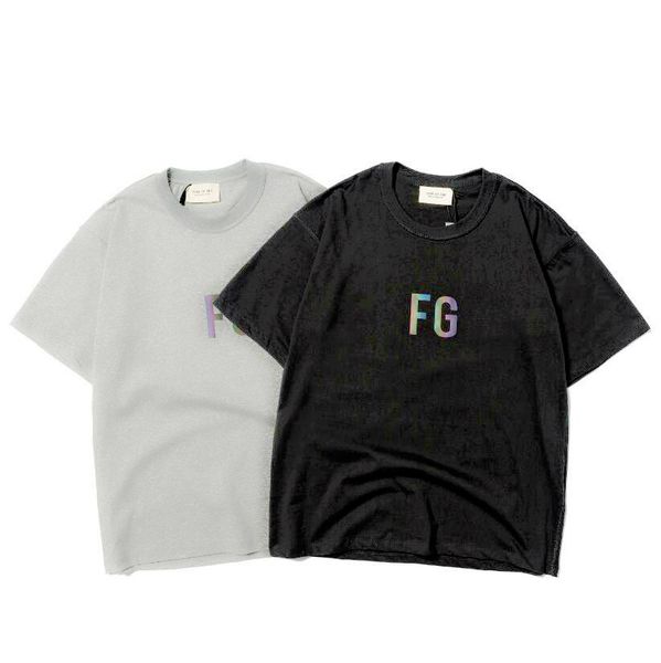 

19ss colorful 3m reflective tee men women fg t-shirt skateboard hip hop fear of god short sleeves tee sellers, White;black