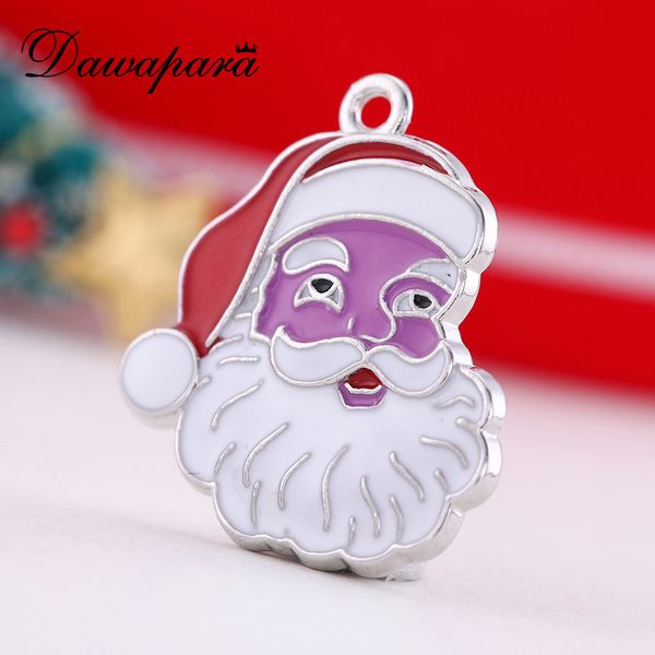 

dawapara wholesale 5ps/lot silver plated santa claus head charms for jewelry making charms for earring making gift kids, Bronze;silver