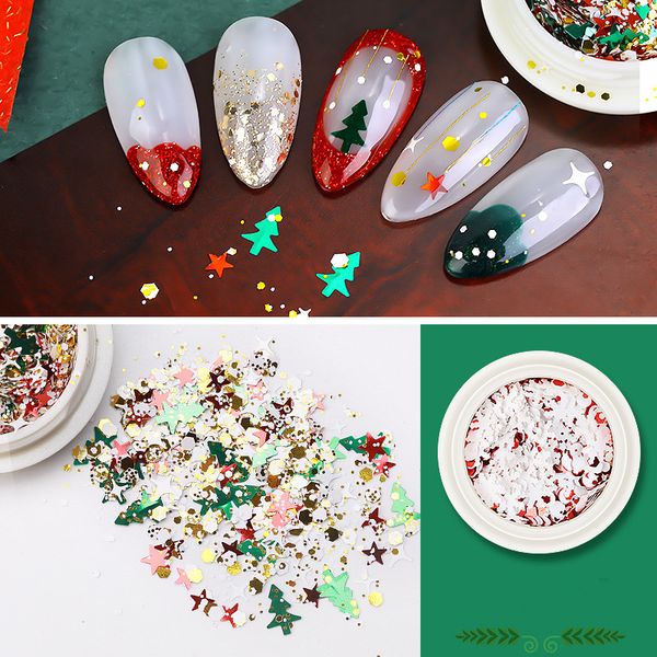 

nail glitter snowflake snow christmas xmas tree diy flakes paillette manicure slice stickers decoration f667, Silver;gold