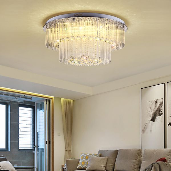 Modern Crystal Ceiling Chandelier Light Flush Mount High End