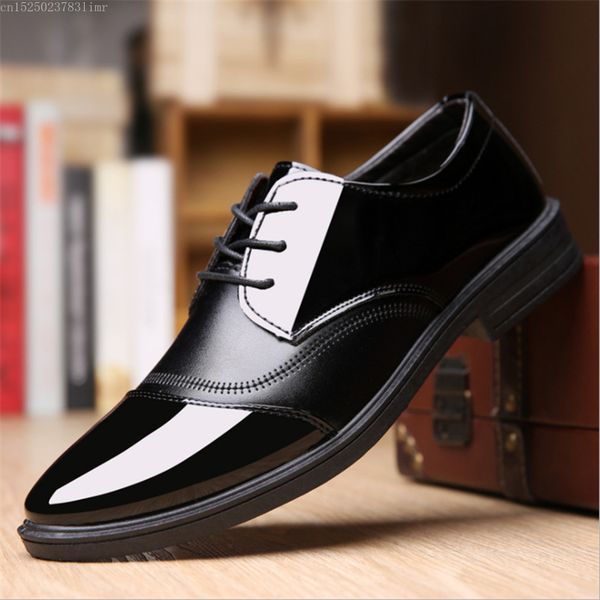 

man leather shoes zapatos hombre office men's dress shoes italian style wedding casual derby business design oxford, Black