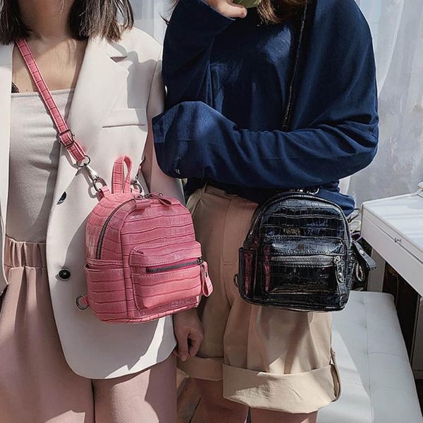 

backpack women pu leather zipper shoulders bag stone printing bags casual wild backpacks female bags girl purse mochila feminina