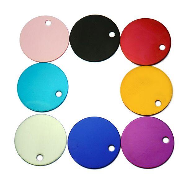 

Cheap Tags Wholesale 20Pcs Round Shape Aluminum Pet ID Tag 2 Sided Custom Engraved Dog Cat Pet Name Phone Number ID