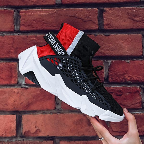 

sneakers men shoes fashion mesh sneakers male high trainers men casual footwear chaussure femme outdoor walking, Black