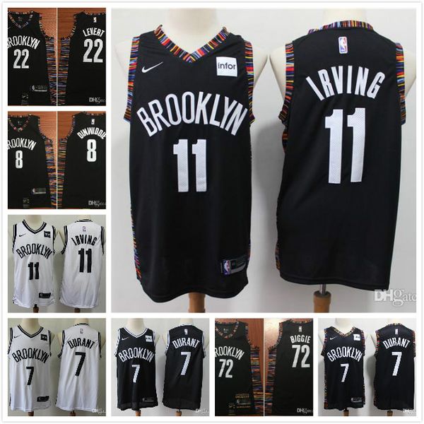 

2020 mens 11# kyrie irving swingman nba jersey authentic brooklyn nets 35# kevin durant basketball jersey sponsor logo, Black