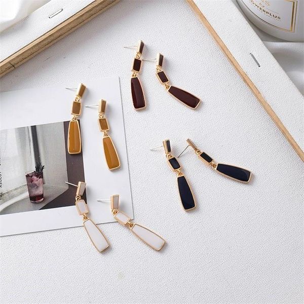 

мода квадратный дизайн серьги падения старинные красный белый черный красный длинные геометрические серьги женщины свадьба brincos, Silver