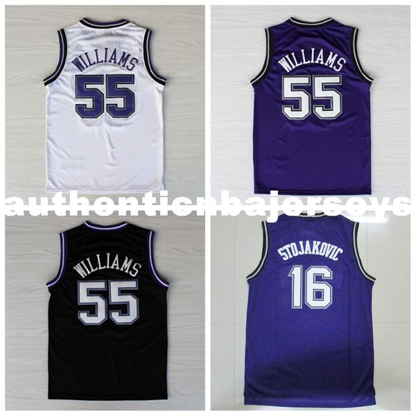 

#55 williams jersey, white purple black retro basketball jersey, #16 peja stojakovic stitched purple jersey ncaa college, Black;blue