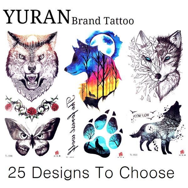 Acheter Tribal Aquarelle Loup Loup Papillon Chat Patte Griffe Femmes Temporaire Tatouage Autocollant Enfants Aquarelle Tatouage Hommes Pieds Tatoo